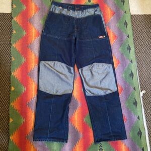 VINTAGE Y2K REFLECTIVE SKATER JEANS DOUBLE KNEE GOOD CONDITION SIZE 34/34 BAGGY